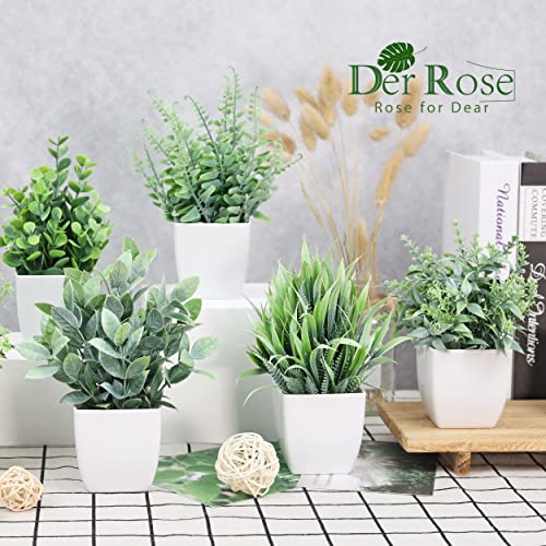 Der Rose 8 Pack Fake Plants Small Artificial Faux Potted Plants for Home Office Farmhouse Bathroom Bedroom Decor Indoor - color: Grey