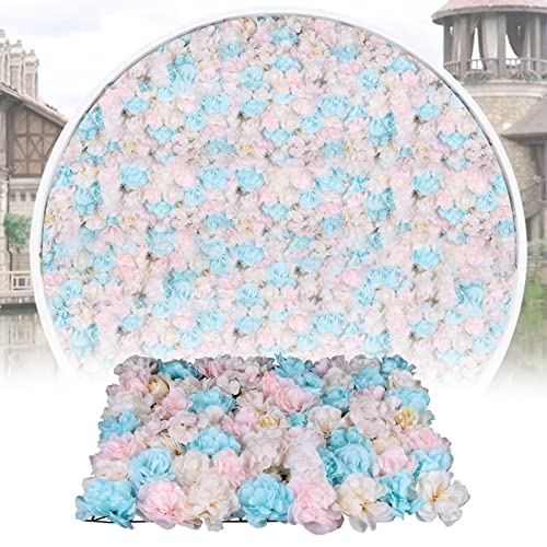 12 Pcs Artificial Flower Wall Panels 60x40cm 3D Flower Background for Wall, Wedding Flower Decorations Wall Silk Rose Panels for Candy Wall, Photo Areas, Stage Background(Dahlia + Rose + Hydrangea) - color: Orchid Powder