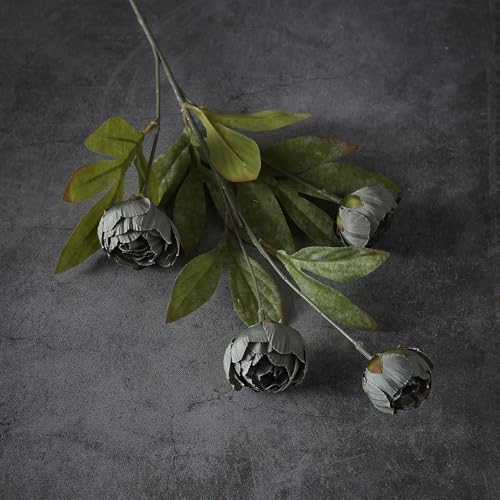 VIERENA 6 Pcs Faux Silk Peony Artificial Flowers for Vase -27", Bulk Fake Peonies Branches with Stems for DIY Bouquet Centerpieces Wedding Fillers Arrangements Shower Decorations (Dark Gray) - color: Dark Gray