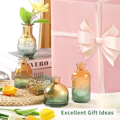 Glass Bud Vases in Bulk Set of 30 Pcs,Small Glass Vases for Flowers as Wedding Centerpieces for Tables,Clear Flower Vases Suitble for Wedding Decorations,Home Decor (Brown Green, 30 pcs) - color: Brown Green, size: 30 pcs