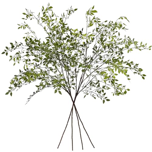 Fake Plants Eucalyptus Stems,Plastics Ficus Stems for Vase Artificial Plants,Greenery Stems Branches for Vase Faux Plants Indoor,Faux Greenery Indoor Vase Fillers for Home Decor 4Pcs Green - color: Green 4pcs