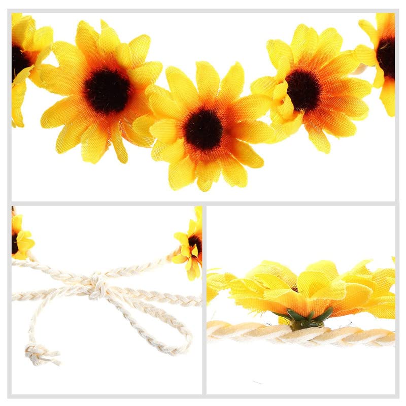 Boao 12 Pcs Sunflower Hair Accessories for Women Girls, 2 Boho Sunflower Crown Headbands with 10 Sunflowers Hair Clips, Floral Headpiece for Festival Wedding Party Photoshoot - color: Yellow