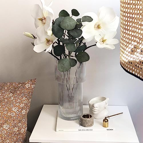 Large Glass Vase, 12 Inches Tall Vase for Flowers, Flower Vases for Bouquet, Modern Ribbed Glass Vases for Living Room, Dining Table, Office, Entryway, Mantle, Shelf, Wedding Gifts - color: Clear, size: Ribbed 12 Inches