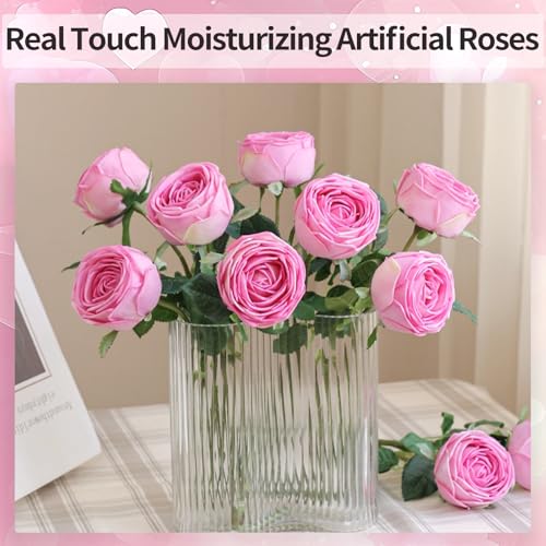 5Pcs Rose Real Touch Silk Flowers - Lifelike Roses Peony | Lifelike Rose roses & peonies with soft latex touch, no watering needed. Perfect for wedding bouquets, home decor & DIY - color: Rose