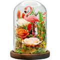 Eternal Flowers with Flamingo-Big Flower Big Love- Graduation Flowers Gifts for Daughter Wife Mom-Forever Flower in Glass Dome-Flowers for Delivery Prime on Anniversary Valentines Birthday(Champagne) - color: Champagne