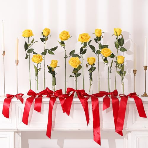 Yellow Fake Roses Artificial Flowers - 10 Pcs Fake Artificial Roses Silk Flowers with Stems for Home Wedding Hotel Office Centerpiece Decor - color: Yellow, size: 10 Pcs