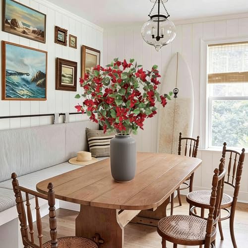 4PCS Red Bougainvillea Artificial Flowers 37.4" Long Stem Flowers Silk Fake Bougainvillea Branches for Wedding Centerpieces Home Garden Outdoor Decoration (Red) - color: Red