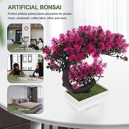 GANAZONO Realistic Faux Potted Plants for Desktop Decor Artificial Bonsai Greenery for Home Office Kitchen and Study Room Easy Care Indoor Adornments Lotus - color: Lotus Color