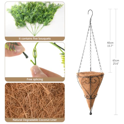 ZFProcess Artificial Faux Hanging Plants Basket for Spring Outdoor Summer Decoration, Fake Persian Grass Plant UV Resistant Look Real for Outside Porch Home Patio Balcony Yard(Persian Grass) - color: B Green