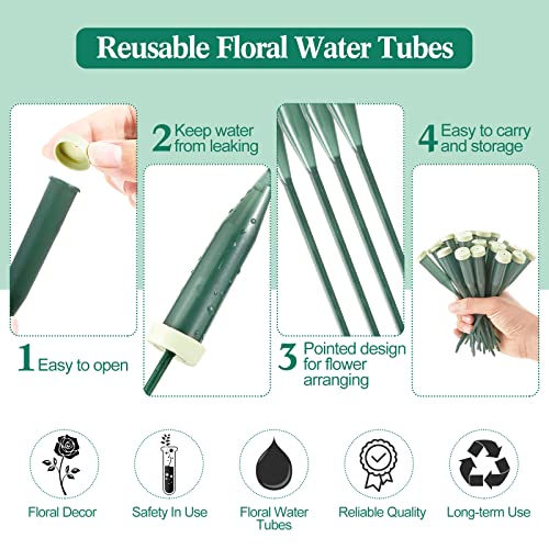Tessco for you 90 Pcs Floral Water Tubes 6 Inch Floral Tubes Plastic Flower Supplies for Fresh Flowers with Rubber Cap for Flower Stem Arrangements Florist Supplies(Green) - color: Green, size: 6 Inch