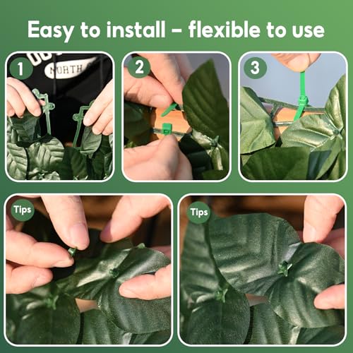 Artificial Ivy Privacy Fence Screen, 100x40 inch Faux Hedge Fence Panel Greenery Vines, Balcony Privacy Screen Decoration for Patio, Balcony, Wall, Backyard Indoor Outdoor - color: Green Pothos Leaves, size: 100x40 inch