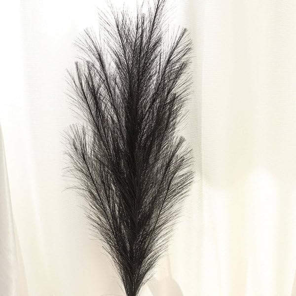 Tableclothsfactory 3 Stems | 44" Black Artificial Pampas Grass Plant Sprays, Faux Branches Vase Flower Arrangement - color: Black