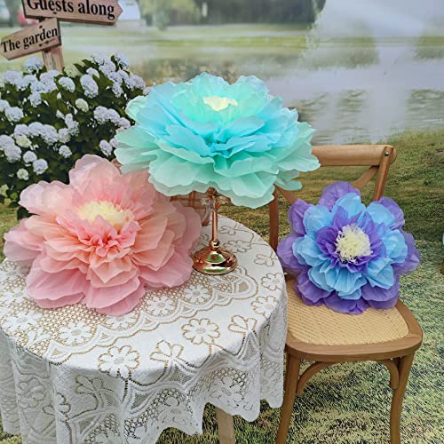 Pastel 20 Inch Giant Paper Chrysanth Flower for Nursery Wall Birthday Party Wedding Decor Easter Decor Floral Backdrop Pack of 3 - color: Pastel