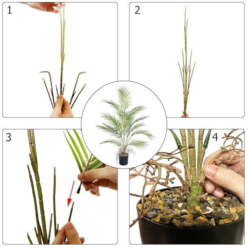3FT Large Artificial Plants in Pot Fake Palm Tree with Black Tall Planter, Faux Tropical Areca Floor Plant, Silk Plant for Home Office Green Porch Garden Outdoor Living Room Decor Indoor