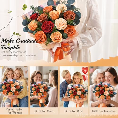 Flower Bouquet 12-Piece Preserved Roses Yellow - color: Yellow-12, size: 12 Roses