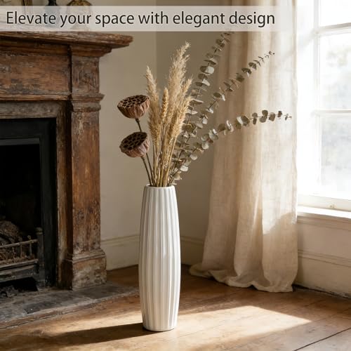Large Floor Ceramic Vase 24 Inches Tall,White Modern Flower Tall Vases for Office, Home,Farmhouse,Living Room Décor,Simple Origami Design Fall Decorative Porcelain Flower Arrangement Vase Ideal Gift - color: Shape 1, size: 24 inch