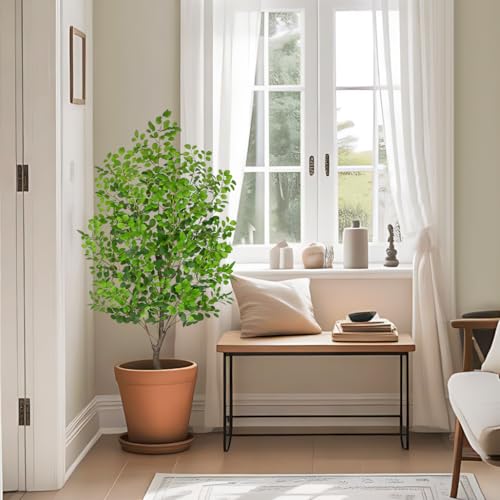 4 Ft Artificial Tree in Pot, Realistic Faux Foliage with UV Resistant Leaves, Easy Assembly for Corner Floor Farmhouse Home Decor - color: Green-4ft