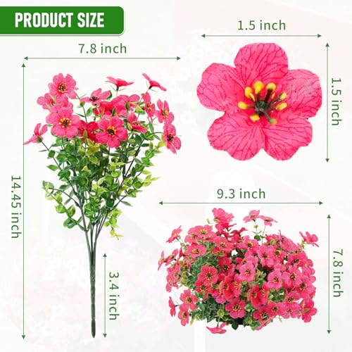 Powbrace Artificial Flowers Outdoor Fake Plants, Faux Silk Flowers Plastic Plants for Outdoors Indoor Outside Front Porch Hanging Planter Window Box Garden Home Spring Decoration, 14 Pack (Mix) - color: Mix, size: 14 Bundles(Upgrade)