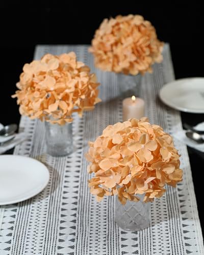 DuHouse 8.7" Silk Hydrangea Flower Heads with Stems Fake Hydrangeas Flowers for DIY Wedding Centerpiece Home Decor,Pack of 6(Peach Fuzz) - color: Peach Fuzz