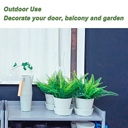 Coreland 8 Pcs Fake Plants Outdoors - Ferns Artificial Plants for Outdoor Ferns Lifelike Boston Faux Fern Stems UV Resistant Outdoor Plants Artificial for Porch Greenery Decor - color: 8 Pcs