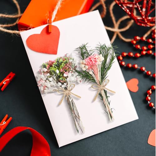 12/24 Pack Dried Flowers for Vase Various Mini Bouquet Dried Small Wildflowers Natural Real Flowers Bulk for Crafts DIY Wedding Decor (12, Pink) - size: Pink