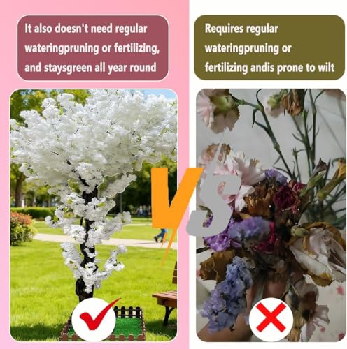 Artificial Cherry Blossom Tree Indoor Outdoors, Faux Cherry Blossom Tree ,Christmas Big Fake Cherry Trees for Living Room Wedding Party Office Shopping Hotel Restaurant Home Decor,White,2*1m/6.5*3.2f - color: White, size: 2*1m/6.5*3.2ft