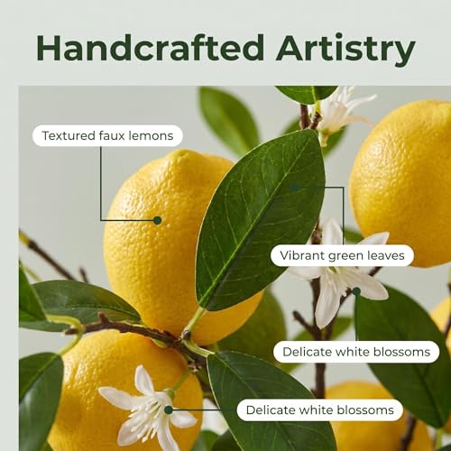 5pcs Artificial Lemon Large Fruit.37 Inch Lifelike artificial plants indoor.lemon tree artificial.artificial fruits for decoration.outdoor artificial plants Used For Homes Festivals.Flowers - size: 37.1inch