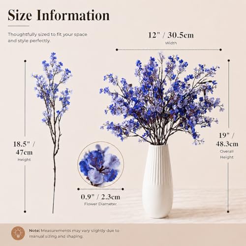 Mandy's 6 Bundles Artificial Shades of Blue Baby’s Breath Flowers | 18.5 Inch Silk Gypsophila European Style Modern Home Decor Centerpiece Neutral Wedding Flower Arrangements - color: Shades of Blue