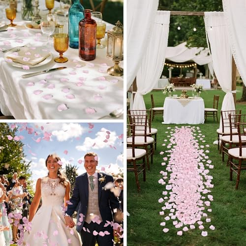 1000 Pcs Rose Petals Artificial Silk Flower Petals Romantic Decorations for Wedding Engagement Birthday Event Anniversary Party Backdrop Supplies Pink - color: Pink