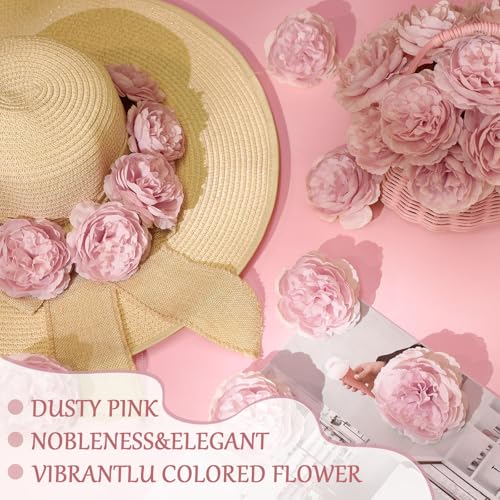 Thiccywoov 50 Pcs Artificial Flowers, 3.2 Inches Silk Rose Head Flowers Fake No Stem for Wedding Bridal Bouquet Home Floral Decor DIY Centerpieces Arrangements Party Tables Decoration(Dusty Pink) - color: Dusty Pink