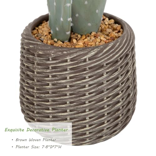 Nafresh UV-Resistant Tall Faux Cactus in Brown Woven Planter,41" Fake Plant with Realistic Pads & Vibrant Fruits,Artificial Cactus Indoor Outdoor for Home Office Living Room Bedroom Foyer Porch Decor - size: 41in