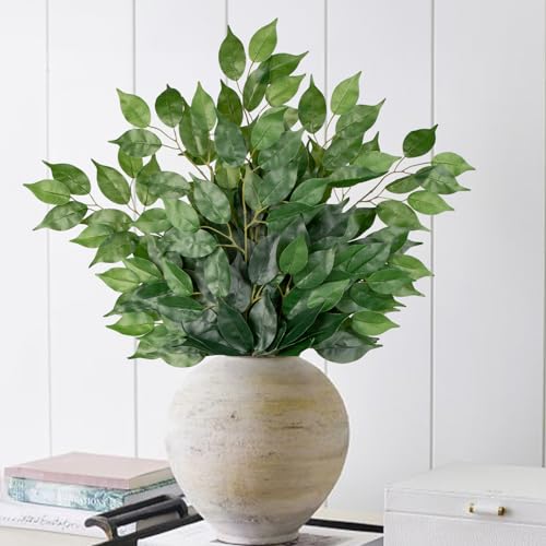 24PCS Ficus Leaves Artificial Branches 24" Faux Ficus Greenery Tree Branches Fake Ficus Leaves Sprays for Tree DIY Arch Wedding Wall Decor - Green - color: 24inch-24pcs/Green