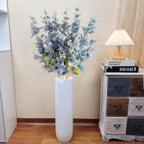 6PCS Dark Blue Delphinium Artificial Flowers Espigas para Jarrones Fake White Flowers Tall Flowers for Floor Vase Flowers for Tall Vase Floral Arrangements Home Table Wedding Decor - color: Dark Blue