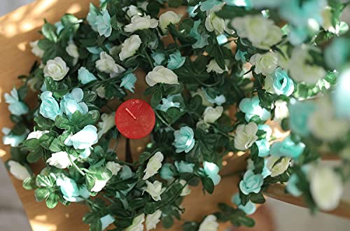8pcs 65.6Ft Flower Garland,PARTY JOY Fake Rose Vine Artificial Flowers Hanging Rose Ivy Garland for Room Wall Decor Hanging Baskets Wedding Arch Garden Background Decor (Blue-8PCS) - color: 8pc-blue, size: 8PC