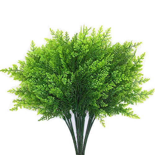 CATTREE Artificial Ferns Shrubs Bushes, Faux Plastic Plants Fern Leaves Fake Persian Grass Wedding Indoor Outdoor Home Garden Verandah Kitchen Office Table Centerpieces Arrangements Decoration 4 Pack - color: Small Fern Leaves-4 Pcs