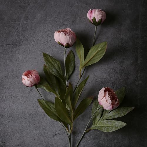 VIERENA 6 Pcs Faux Silk Peony Artificial Flowers for Vase -27", Bulk Fake Peonies Branches with Stems for DIY Bouquet Centerpieces Wedding Fillers Arrangements Shower Decorations (Blush Pink) - color: Blush Pink