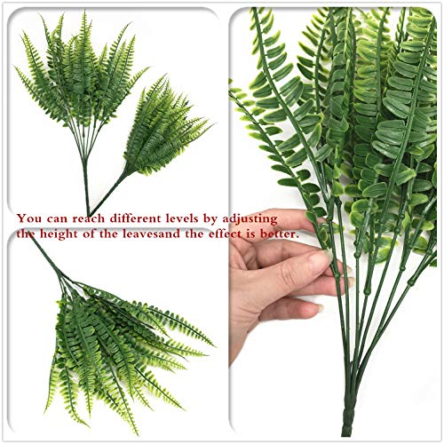 Artificial Fern Boston Plants, Plastic Shrubs Grass Fake Greenery Ferns Bushes for Home Garden Office Kitchen Outdoor Indoor UV Resistant Wedding DIY Decor Planter Filler Christmas Decoration - 4 Pack - color: Fern Grass/ 4 Pack