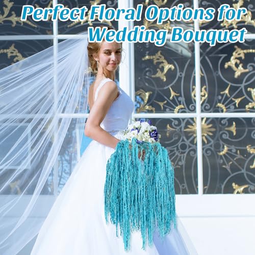 Suncalla 12 Pcs Blue Spring Natural Dried Amaranthus Hanging Flowers Amaranthus Artificial Flowers for Wedding Arch Bouquet Floral Garland Wall Home Decoration (23 Inch) - color: Blue