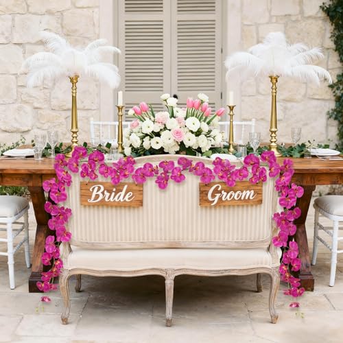 7.38ft Fuchsia Orchid Garland Real Touch Latex Orchid Vine Hanging Artificial Orchids for Home Party Wedding Room Birthday Christmas Wall Arch Decor(Fuchsia) - color: Fuchsia