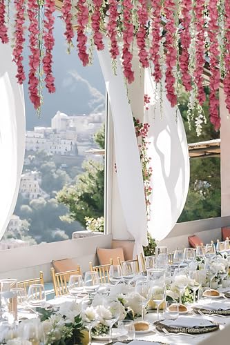 IPOPU Dusty Pink Wisteria Hanging Flowers Garland 6.4FT Wisteria Garland Hanging Flowers for Decoration for Wedding Arch, Backdrop, Garden Party Decor, 3 PCS (Dusty Pink) - color: Dusty Pink