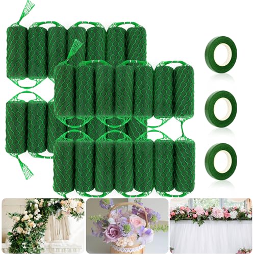 28 Pcs Floral Foam Garland 18.4ft Flower Sponge Blocks Kit, Absorption Flower Holder Arch Door Tabletop Flower Arrangement Material Floral Craft Wet Foam Blocks for Home Wedding Holiday Decoration - color: 28 Pcs