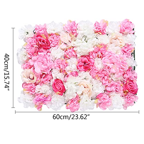 16"x 24" Artificial Flower Wall Panels,Flower Wall Mat Silk Flower Panels for Outdoor Garden Backyard Fence Fence Privacy Screen and Indoor Wall Decor (8Pcs Pink+White 8) - color: 8Pcs Pink+White 8