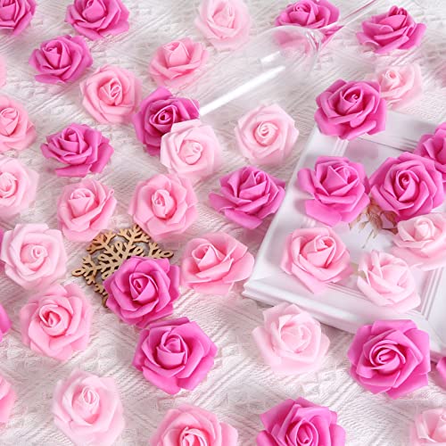 Foam Roses,200Pcs Rose Flower Heads 1.97in Foam Flowers Artificial Rose Flower Heads for Crafts DIY Wedding Centerpieces Arrangements Home Decorations(Mixed Pink Colors) - color: Mixed Pink Colors