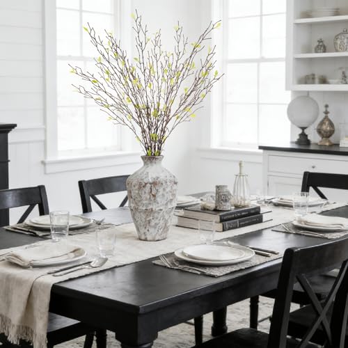 dallisten Tall 6PCS Artificial Curly Willow Branches for Vase, 32'' Bendable Faux Twigs Stems with Leaves for Home Decor, Fake Branches for DIY Crafts Wedding Farmhouse Garden Office Styling Decor - color: Leaves Green