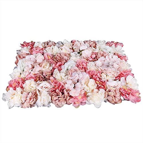 6 Pcs Artificial Flower Wall Panels 60x40cm 3D Flower Background for Wall, Wedding Flower Decorations Wall Silk Rose Panels for Photo Areas, Stage Background(Dahlia + Rose + Hydrangea) - color: Autumn Colors
