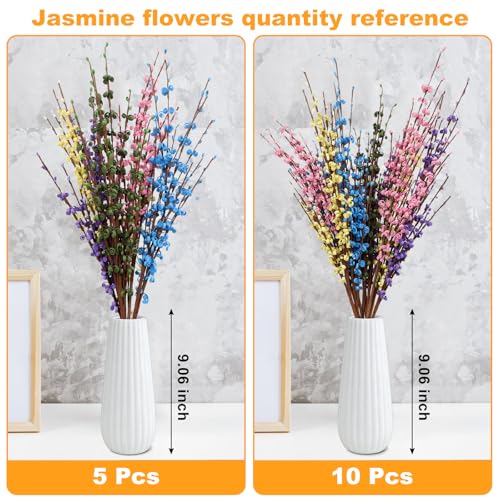 Wootkey 29.5" 10 Pcs Colorful Long Jasmine Artificial Flowers Faux Dry Jasmine Flowers for Vases Indoor Home Decorations Spring Party Decor (LightColor) - color: Lightcolor, size: 10pcs-29.5''
