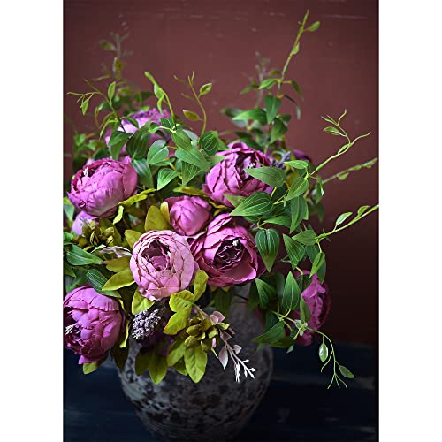 FiveSeasonStuff Vintage Artificial Peonies Silk Peony Flowers and Hydrangeas for Wedding Bridal Home Décor – Beautiful Floral Centerpiece Arrangement Decoration with 2 Bouquets (Thistle Purple) - color: Thistle Purple