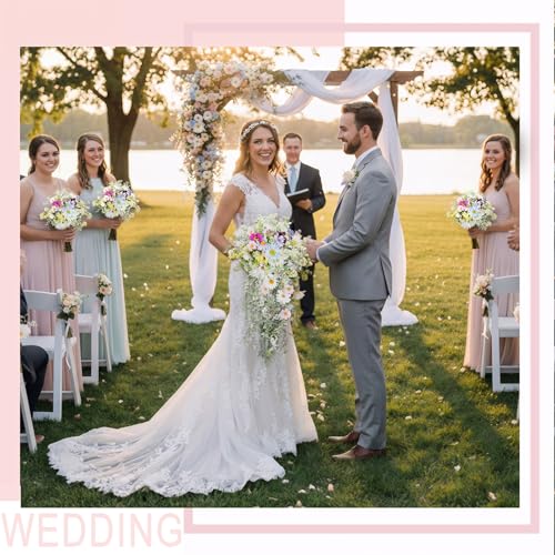 Giegxin Wildflower Wedding Bouquet for Bride Bridesmaid Spring Artificial Wildflowers Bridal Bouquet Fake Daisy Sunflower Boho Silk Floral for Wedding Arrangements Home Vase Centerpieces Outdoor Decor