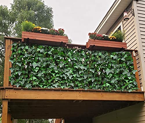 Sumery Expandable Fence Privacy Screen for Balcony Patio Outdoor,Decorative Faux Ivy Fencing Panel,Artificial Hedges (Single Sided Leaves) (1, Green-Ivy) - color: Green-Ivy
