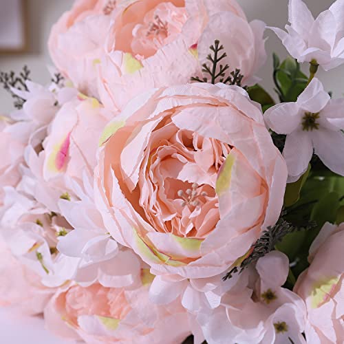 Duovlo Springs Flowers Artificial Silk Peony Bouquets Wedding Home Decoration,Pack of 1 (Spring Pure Pink) - color: Spring Pure Pink